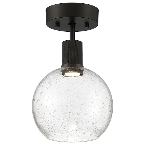 Access Lighting Port Nine Burgundy, Burgundy LED SemiFlush, Matte Black Finish, Seeded Glass 63148LEDD-MBL/SDG - main
